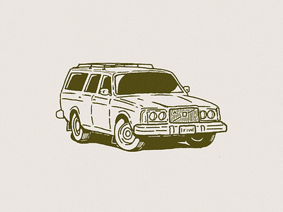 Volvo Illustration drawing illustration stationwagon volvo wagon