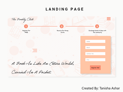 Landing Page UI For A Book Club branding dailyui dailyuichallenge landing page design landingpage typography ui uiux uiux design ux webdesign