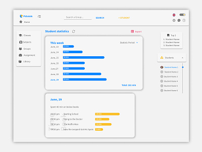 student tine tracking interface