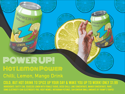 PowerUP! Energy Joke Drink branding design illustration product productdesign typography