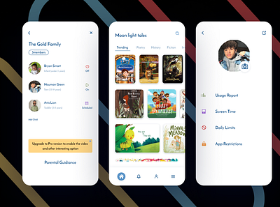 story telling app design favourite page parental control parenthood parenting settings ui ui uiux uiuxdesigner user experience user interface design userinterface ux