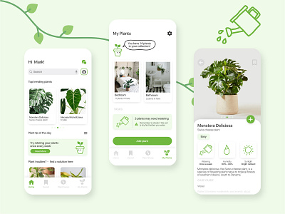 Plant care app 🌱 adobe branding cards graphic design icon illustration plant care ui ui design ux ux design wireframes