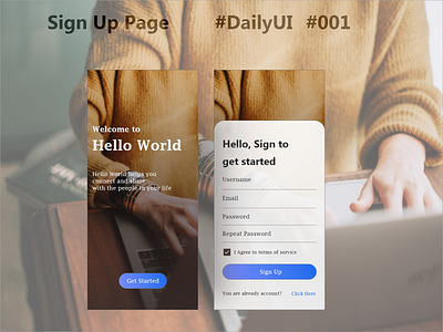 Sign Up Page - DailyUI Challenge 001 adobe adobexd app daily 100 challenge daily ui dailyui dailyui 001 dailyuichallenge design mobile design mobile ui ui uidesign ux visual design