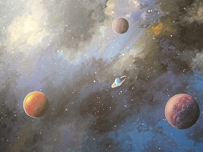 Center of the Ring acrylic acrylic painting cosmic galaxy illustration interplanetary outer space painting planets science fiction scifi space