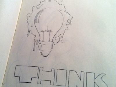 Think drawing idea lightbult sketch