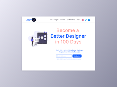 Redesign Daily UI Landing Page app branding design icon illustration logo typography ui ux vector