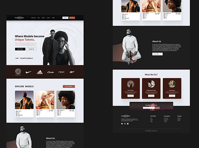 MODINNA MODELING AGENCY (Landing Page UI) branding colourful landingpage landingpage design minimalistic minimalistic design modelling modelling logo simple design uiux web design website design