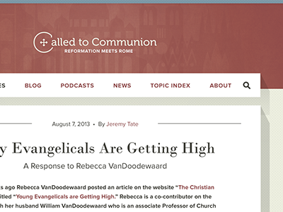 Called to Communion article blog church tradition