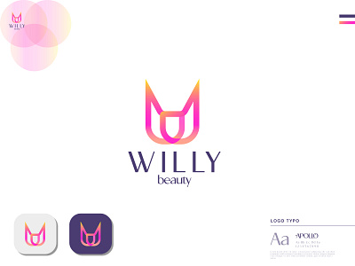 willy beauty logo-w lettermark brand logo branding custom logo lettermark minimalist wordmark