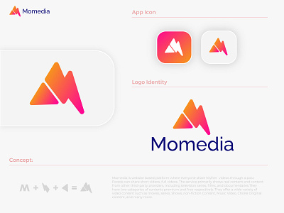 Momedia logo concept || Branding app icon brand guideline brand identity branding branding design illustration lettermark logo logo design logo designer logodesign m letter logo media logo minimal logo minimalist logo popular typography visual identity