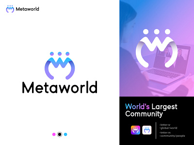 meta world | letter mw-community logo design | branding app icon app logo brand identity brand logo branding branding design community logo graphic design illustration logo logo design logodesign logomark logotype m letter logo metaverse minimal logo minimalist logo modern logo nft