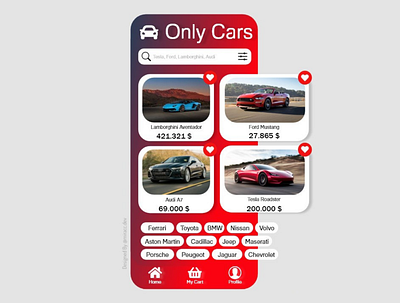 Only Cars app cars design flat market shopping shopping app ui ux