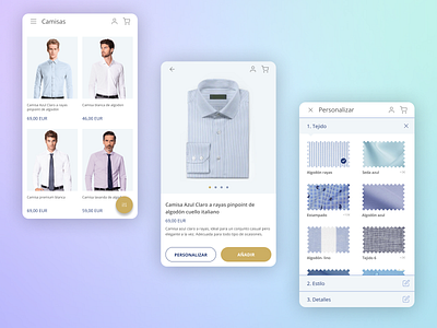 Tailor-made Shirts app app design ui