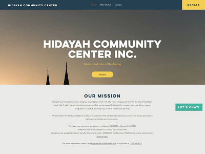 Hidayah Community Center (Website Design Project)