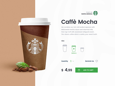 Starbucks Product Card Concept app card coffee design product simple starbucks ui visual design web website