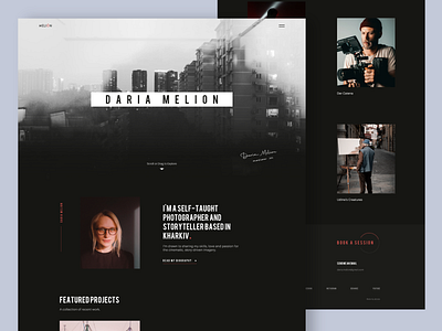 Melion dark design flat minimal personal website photographer portfolio ui ux web website