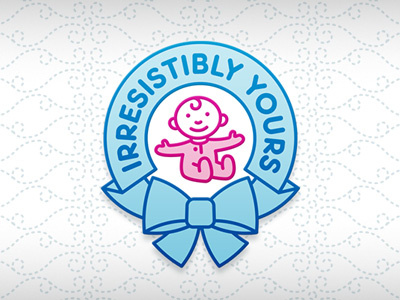 Irresistibly Yours Logo baby blue bow gift logo pink wreath