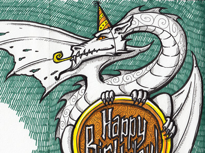 Dragon birthday cartoon dragon ink marker