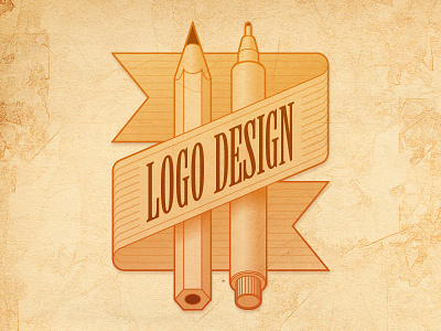 Badge Logo Design badge design icon illustration logo pen pencil ribbon vector