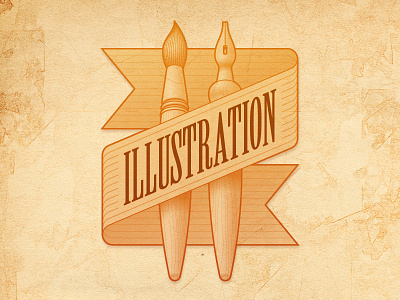 Badge Illustration badge brush icon illustration ink pen ribbon vector