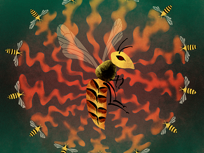 Murder wasp appalachia asheville bees digital illustration honey bee hornet illustration insect nature nc north carolina photoshop wacom wnc