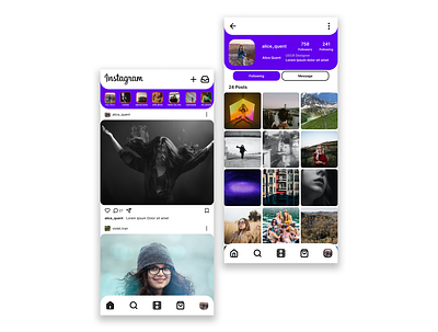 Instagram Redesign app design design feed instagram mobile mobile app design mobile design mobile ui profile ui ux
