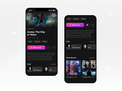 Mobile App for Movies application apps avatar design figma mobile app movie movie app pink uxui