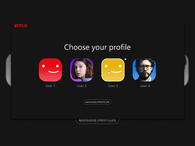 Choose your profile Netflix redesign app branding design graphic design illustration netflix ui ux vector web website