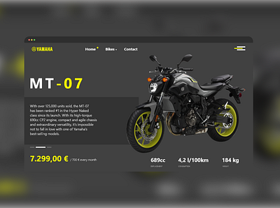 Yamaha MT-07 adobe xd bikes cars customers design feedback web design