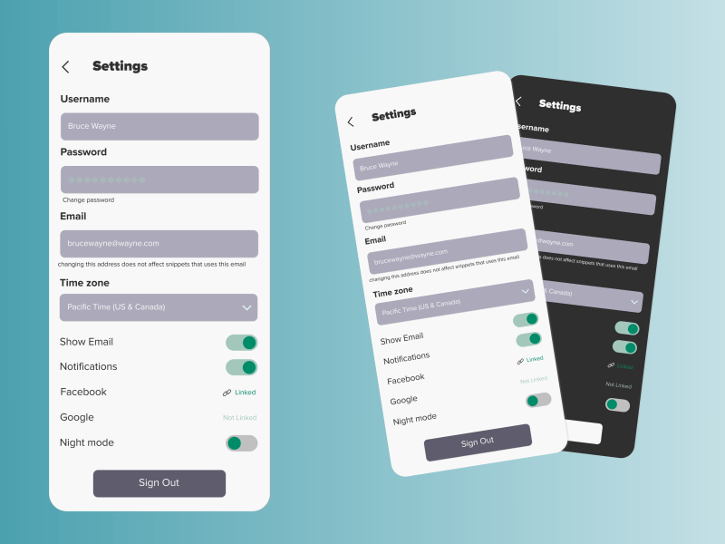 Settings UI design after effects app dailyuichallenge design figmadesign settings ui vector