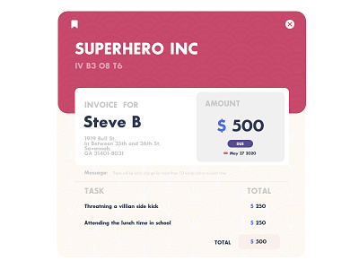 Superhero inc - invoice receipt dailyuichallenge design figmadesign ui ux