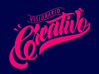 Visionario Creativo. art direction blue branding brushpen design lettering logotype print script tshirt type typography