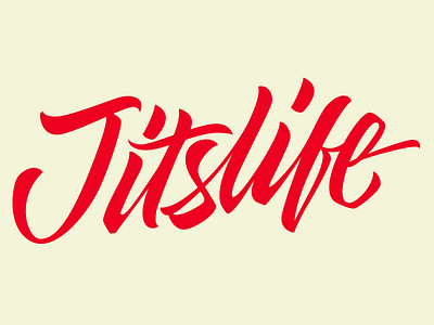 Jitslife brand brushpen clothing design lettering logotype print red script t shirt typography