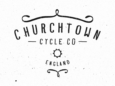 Churchtown badge black and white cycling hand lettering handcrafted lettering logo type typography vintage