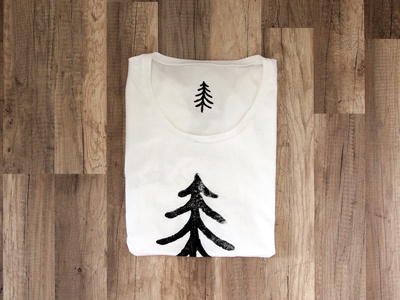 Pine tee apparel handmade illustration pine print tree wood