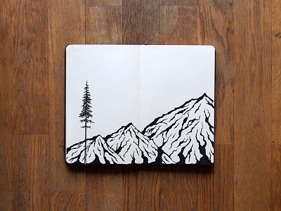 Mountain sketch illustration moleskine mountain pine sketch tree