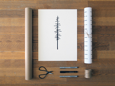 The Pine adventure illustration minimal pattern pine print tree wood