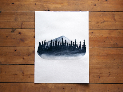 Watercolour adventure illustration landscape mountain painting trees watercolour