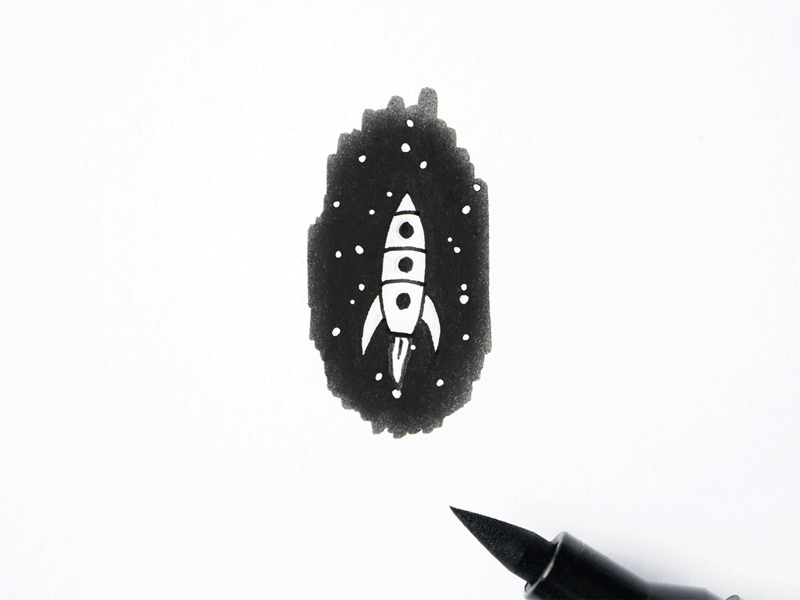 Spaceship animation drawing illustration minimal sketch space spaceship