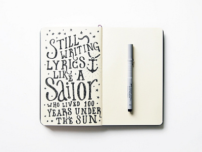 Sailor drawing hand lettering hand made ink lettering moleskine quote sailor sketch type typography