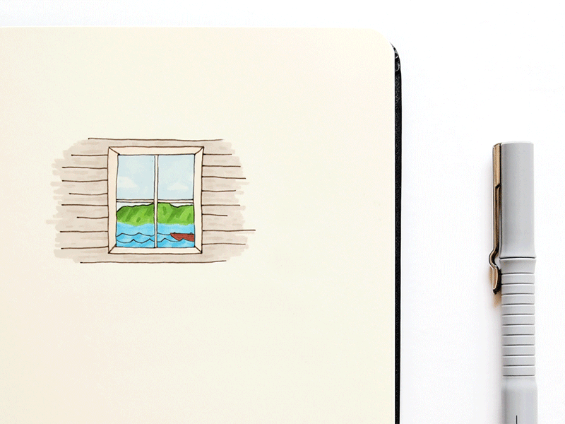 Gone fishing animation boat drawing fish gif illustration lake minimal moleskine