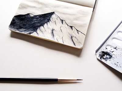 Mountain adventure explore illustration minimal moleskine mountain watercolor