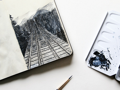 Vance Creek Bridge adventure bridge explore illustration minimal moleskine mountain vance creek washington watercolor