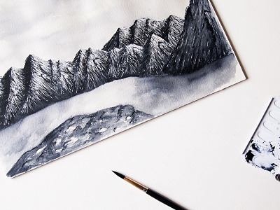 Fjord adventure explore fjord illustration minimal mountains norway watercolor wip