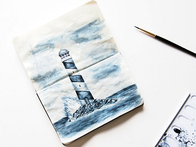 Lighthouse adventure drawing explore illustration lighthouse minimal moleskine watercolor