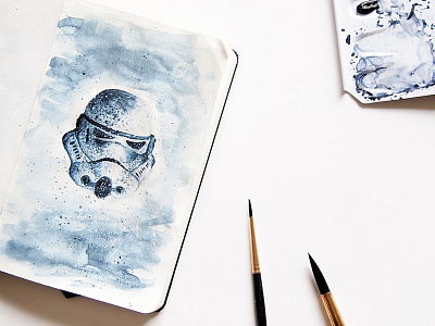 Stormtrooper drawing illustration minimal moleskine sketch star wars stormtrooper watercolor