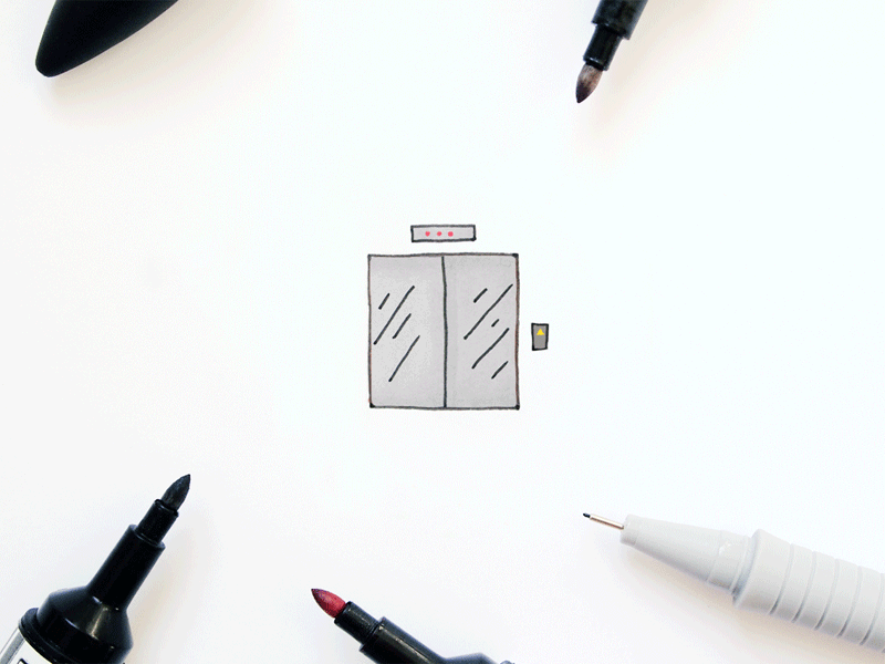 Elevator animation drawing elevator gif illustration ink minimal pen plant