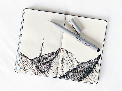 Sketch adventure drawing illustration ink minimal moleskine mountain pine sketch