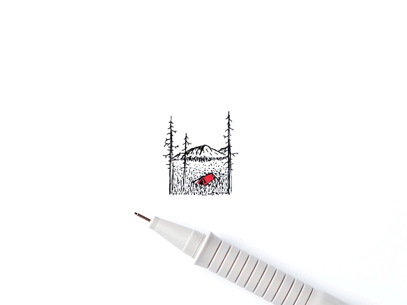 Super Santa animation christmas drawing gif illustration ink minimal mountains pine santa sketch