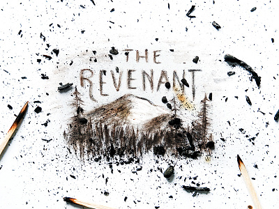 The Revenant adventure coal drawing illustration lettering matchstick mountain sketch the revenant